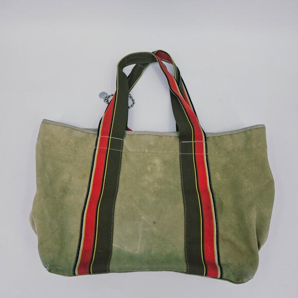 Y2K Kipling Conor Military Green Canvas Large Tote Bag Double Handle & bag charm - Picture 2 of 12